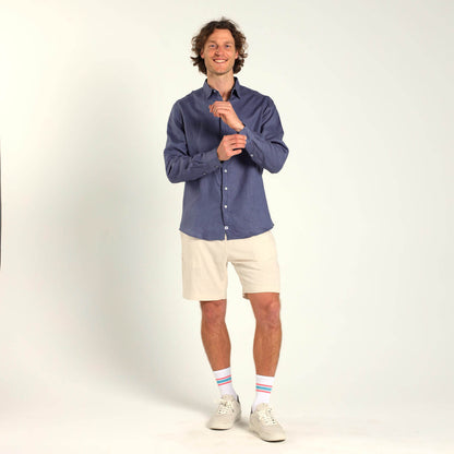 Long Sleeve Linen Shirt | Steel Blue