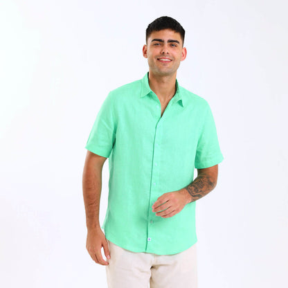 Short Sleeve Linen Shirt | Mint