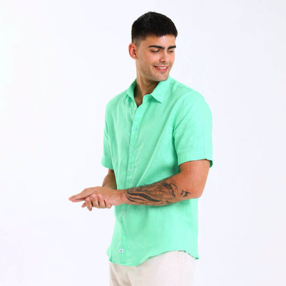 Short Sleeve Linen Shirt | Mint