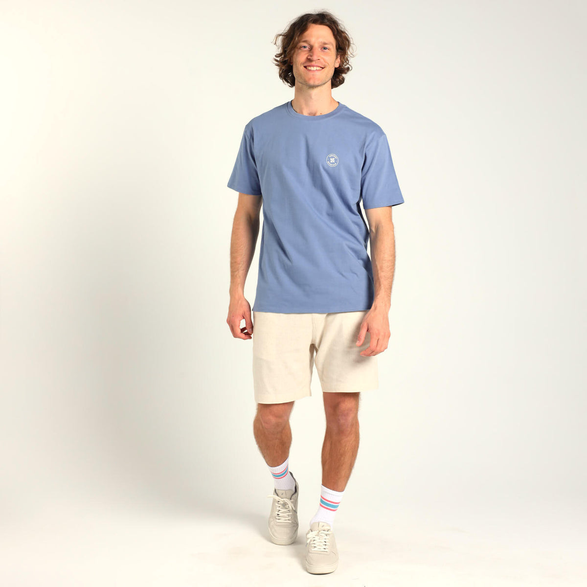 Printed Cotton Tee - Good Vibes | Blue
