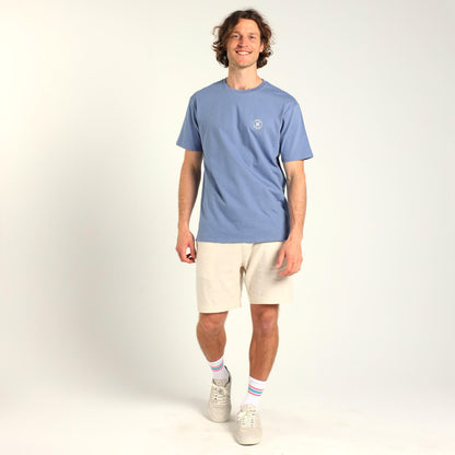 Printed Cotton Tee - Good Vibes | Blue