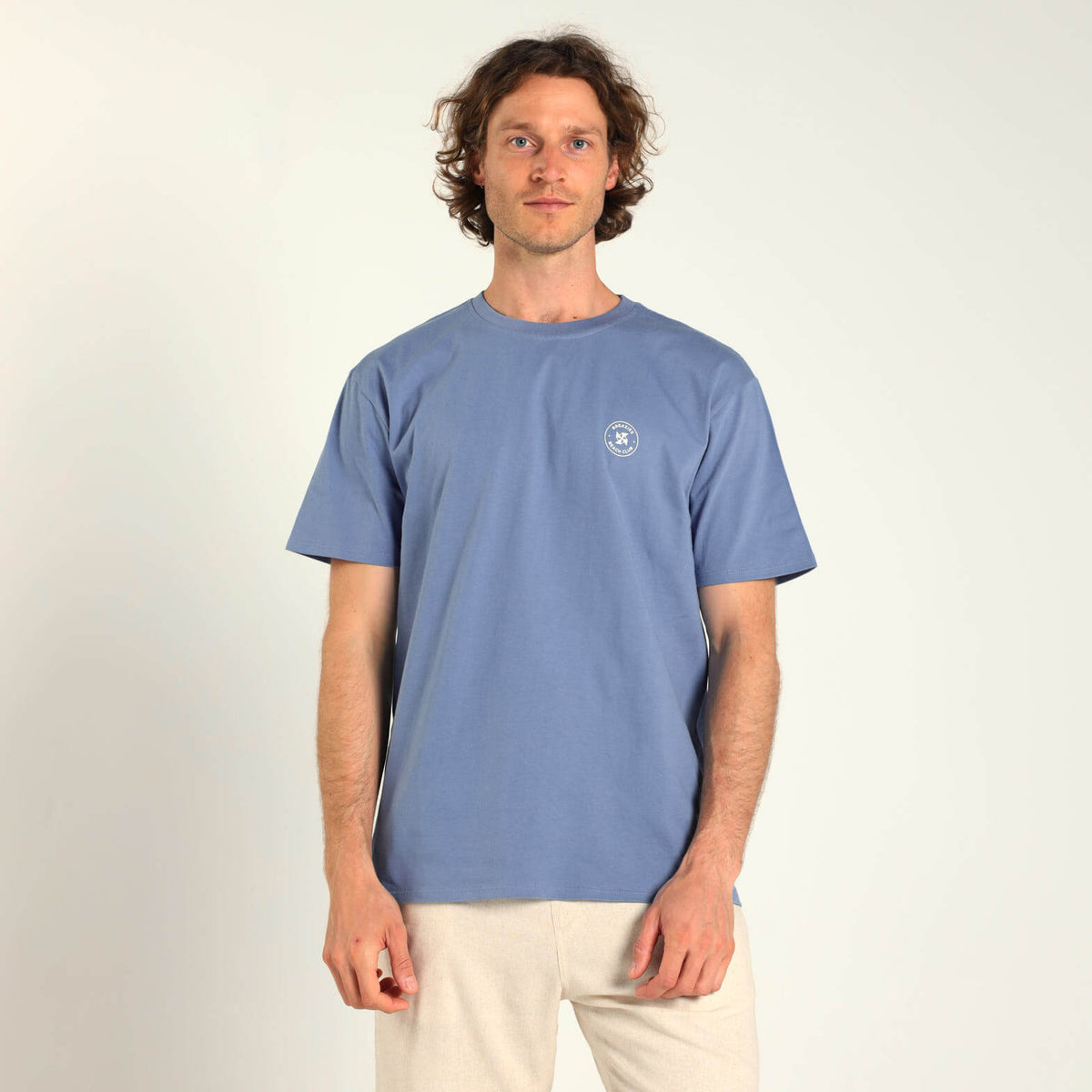 Printed Cotton Tee - Good Vibes | Blue