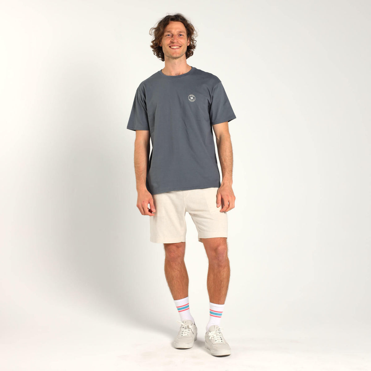 Printed Cotton Tee - Good Vibes | Grey