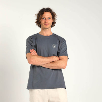Printed Cotton Tee - Good Vibes | Grey