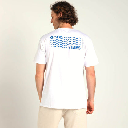 Printed Cotton Tee - Good Vibes | White