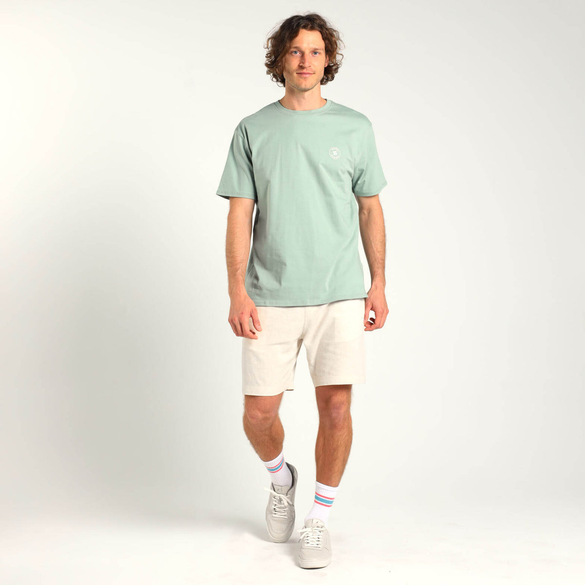 Printed Cotton Tee - Live Easy | Sage