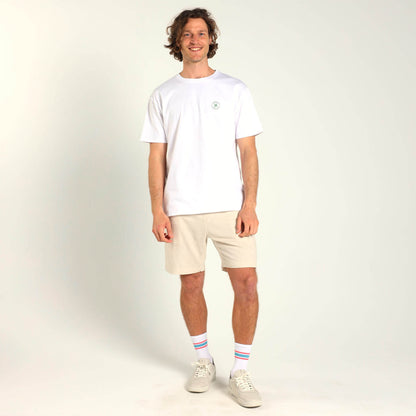 Printed Cotton Tee - Live Easy | White