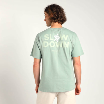 Printed Cotton Tee - Slow Down | Sage