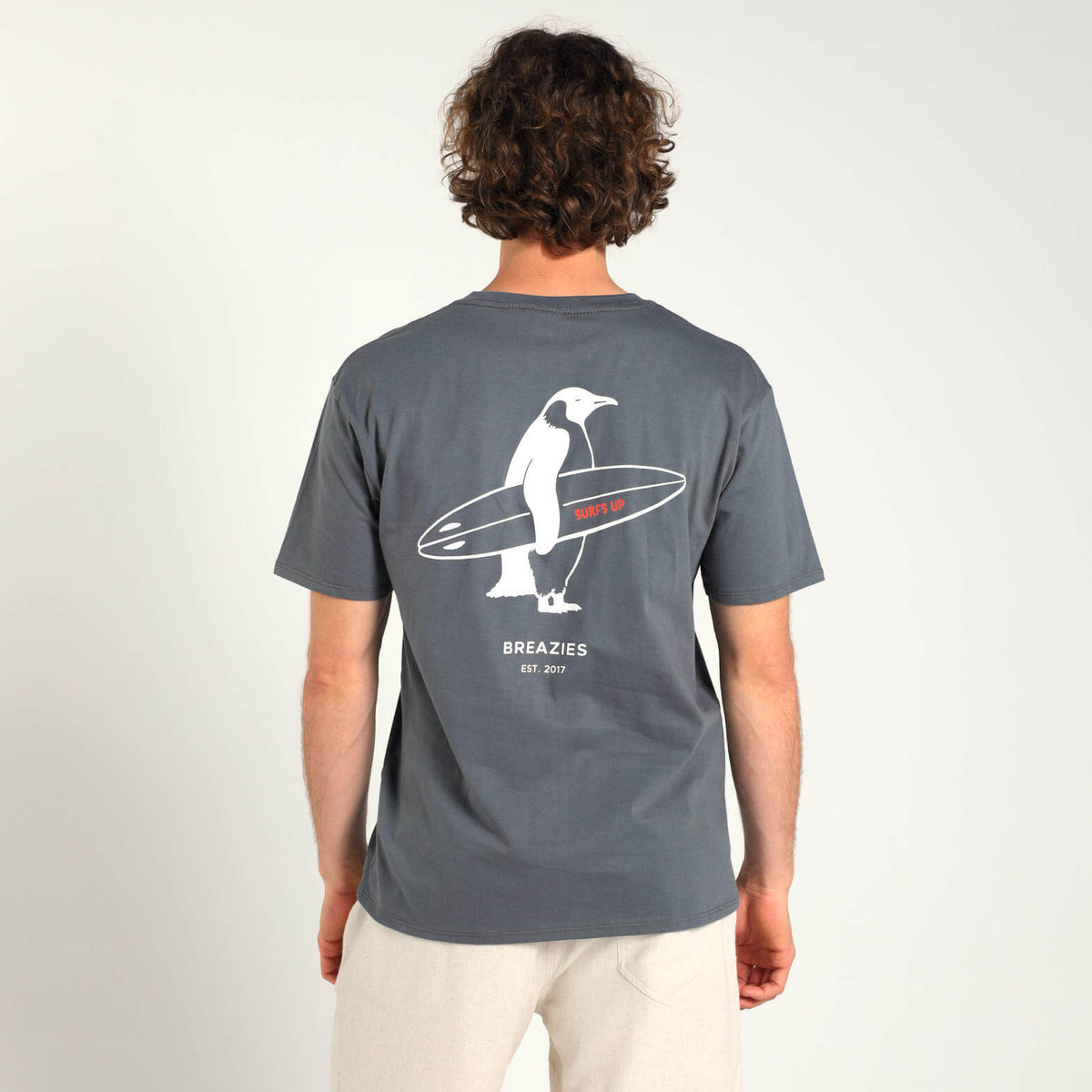 Printed Cotton Tee - Surfs Up | Grey