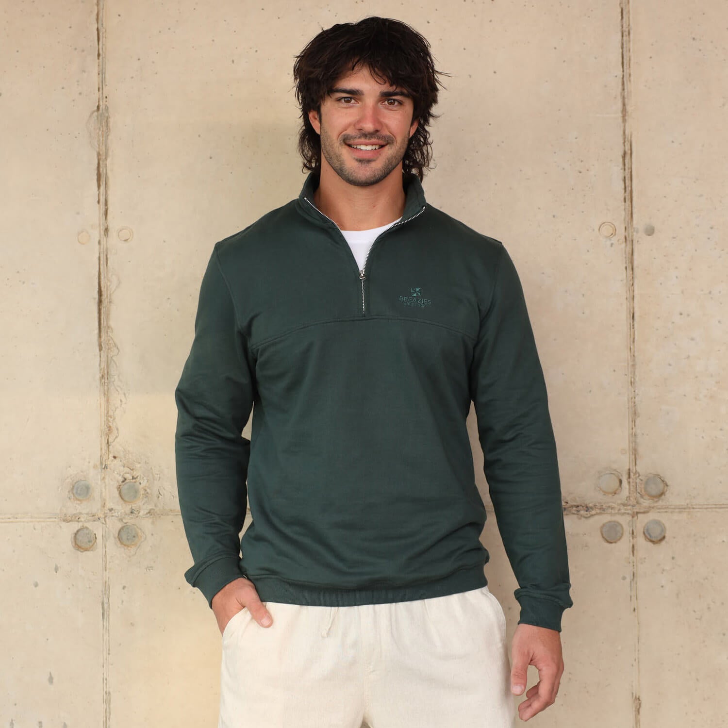 Unisex Quarter Zip Sweater | Bottle Green