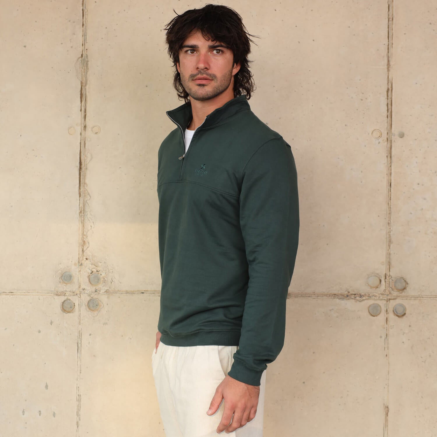 Unisex Quarter Zip Sweater | Bottle Green
