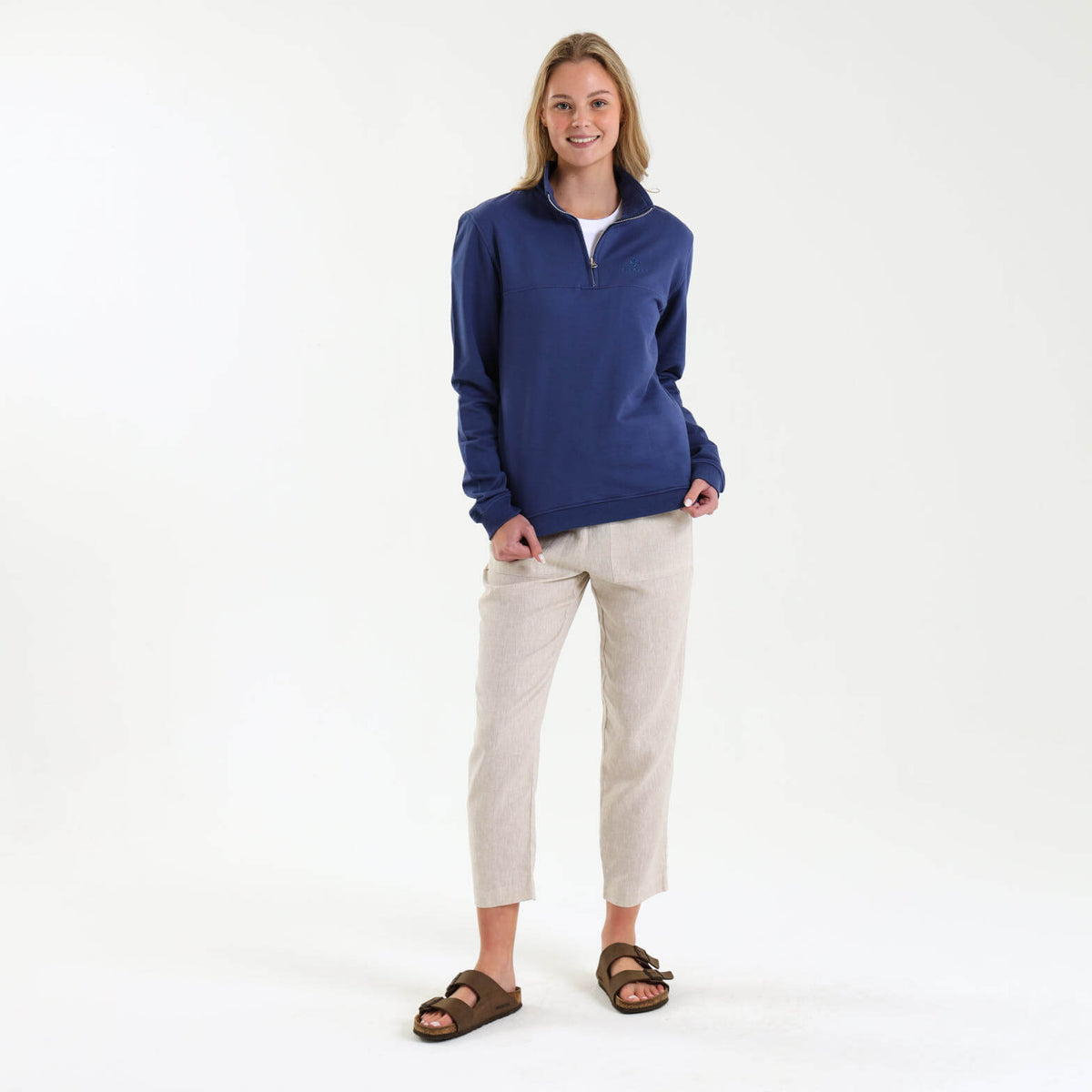 Unisex Quarter Zip Sweater | Washed Navy