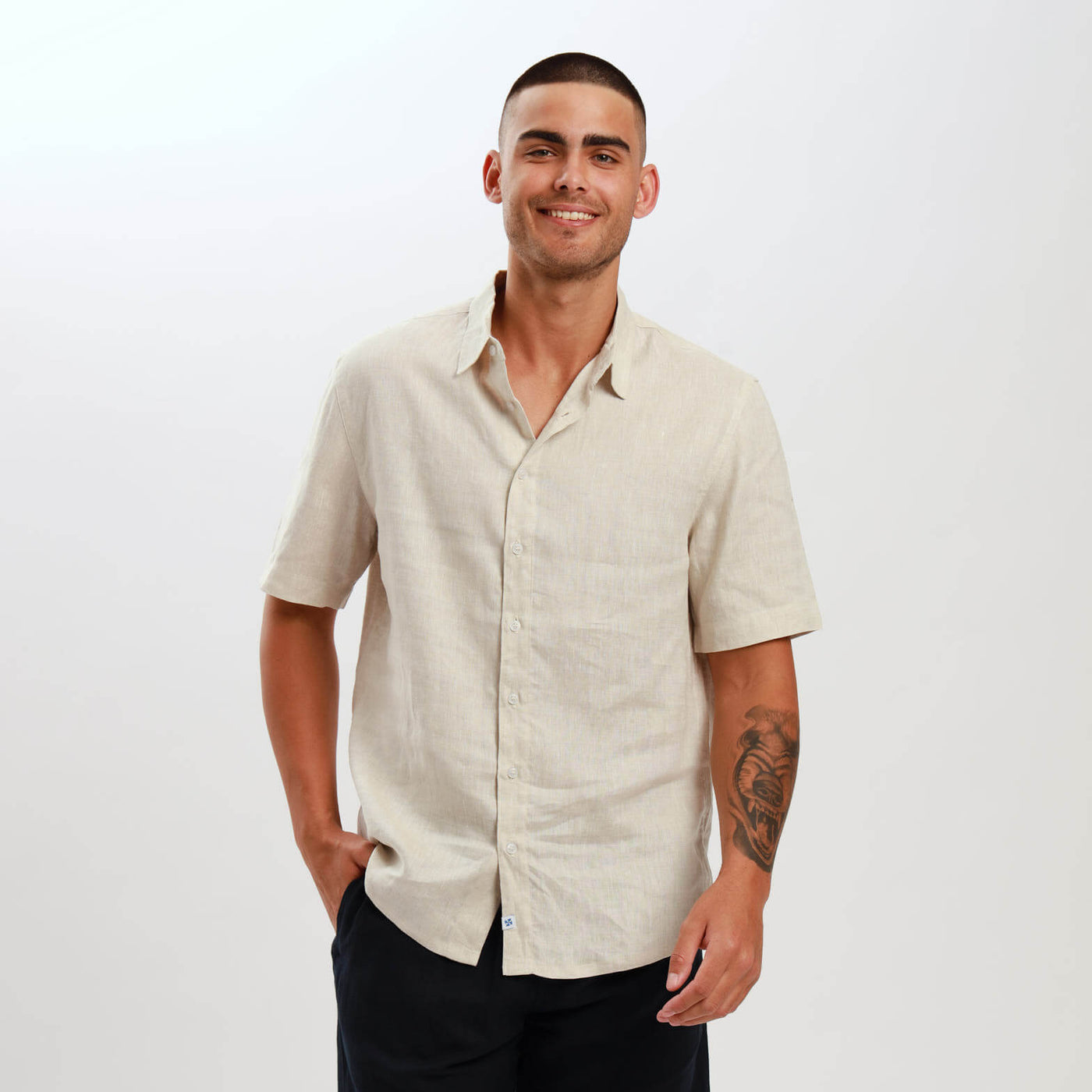 Short Sleeve Linen Shirt | Natural