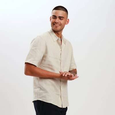 Short Sleeve Linen Shirt | Natural