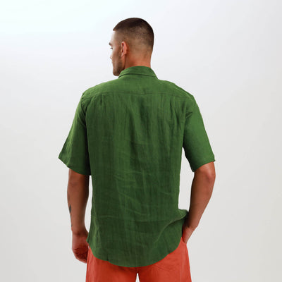 Short Sleeve Linen Shirt | Olive