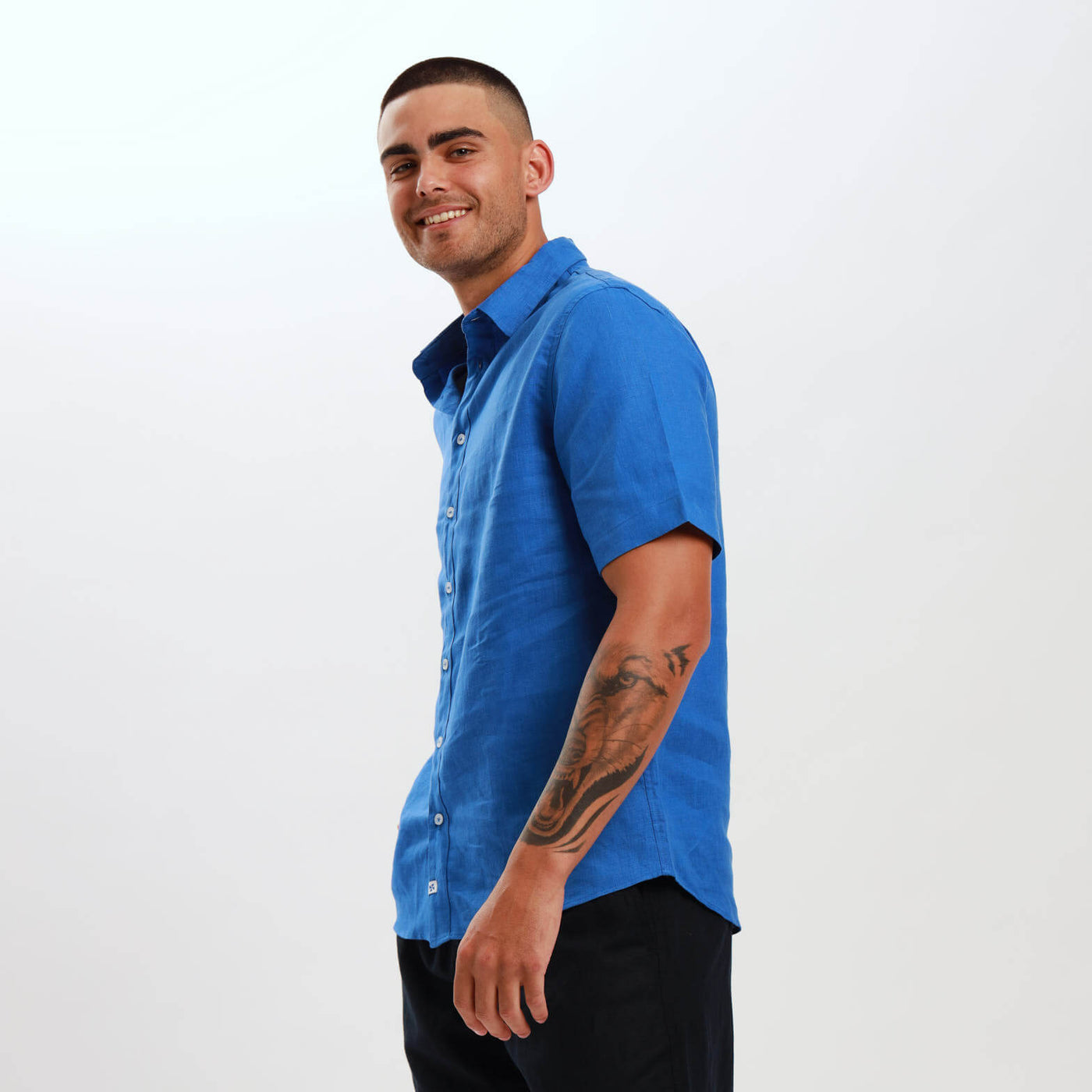 Short Sleeve Linen Shirt | Royal Blue