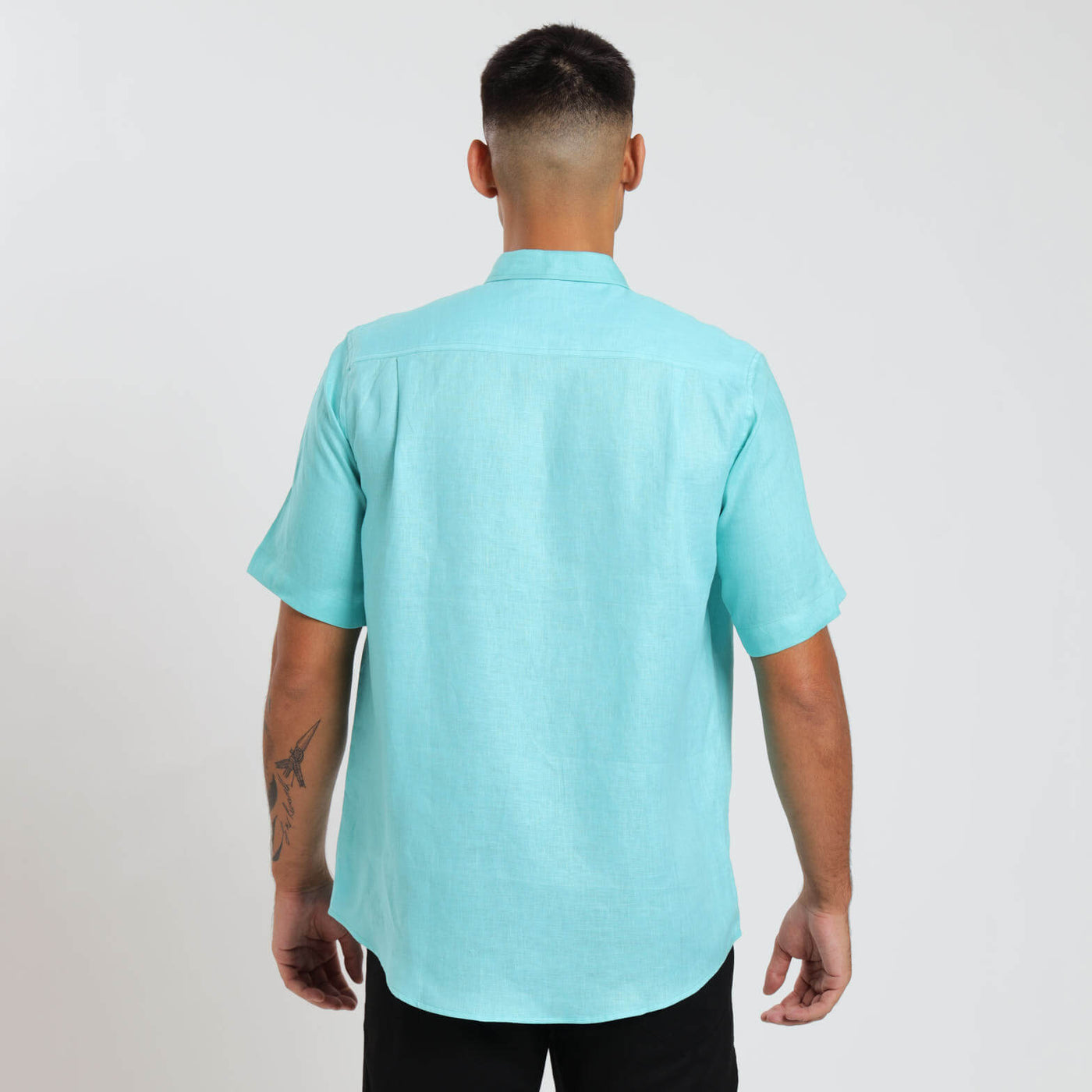 Short Sleeve Linen Shirt | Turquoise