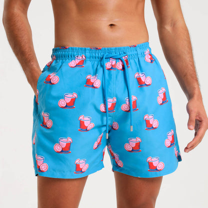 Swim Shorts - Cocktails | Bubblegum Blue