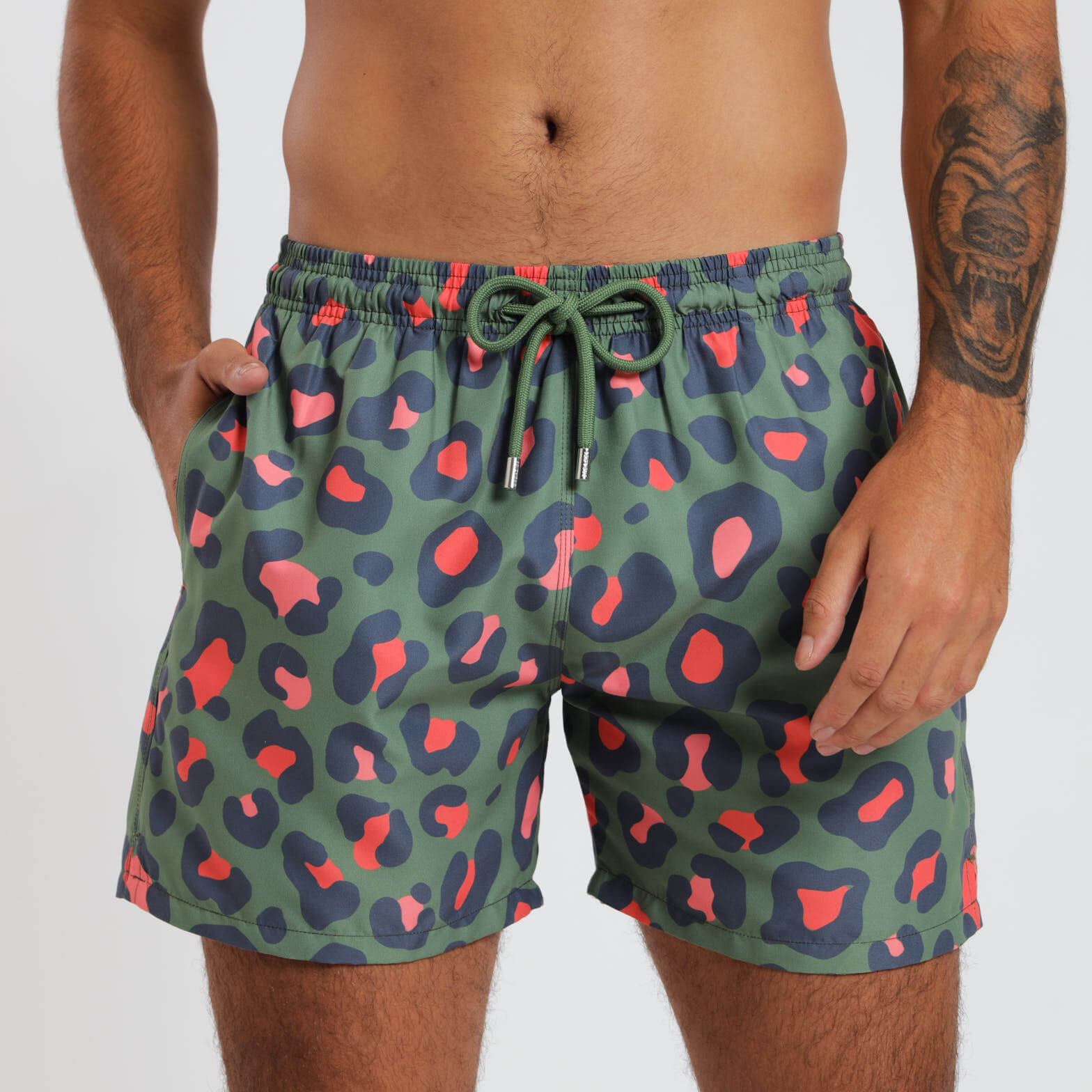 Swim Shorts - Leopard | Army Green