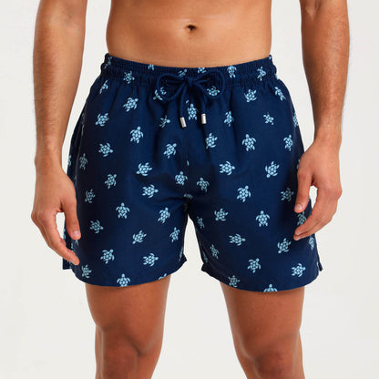 Swim Shorts - Small Turtles | Navy & Baby Blue