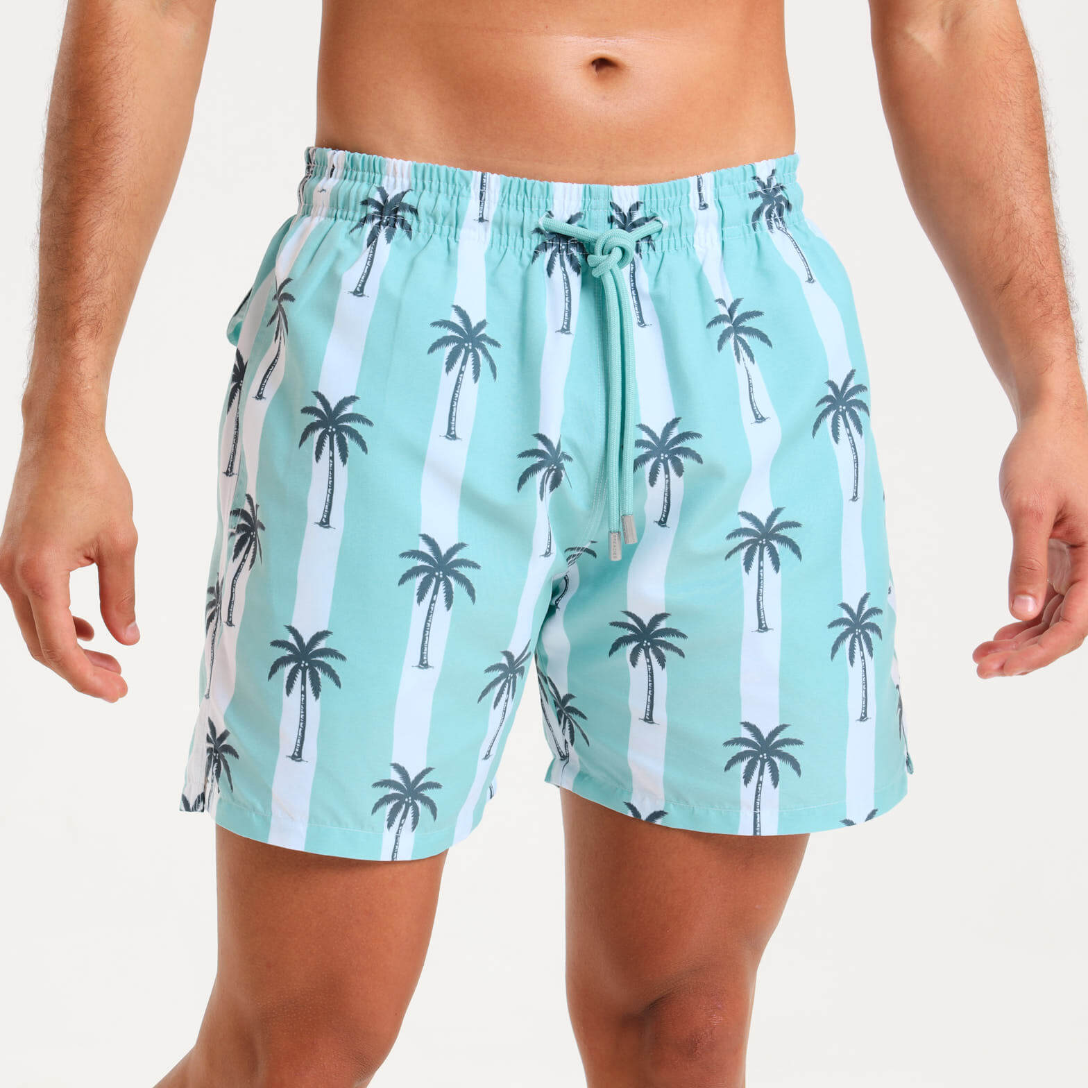 Swim Shorts - Palms | Pastel Turq