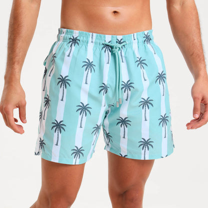Swim Shorts - Palms | Pastel Turq
