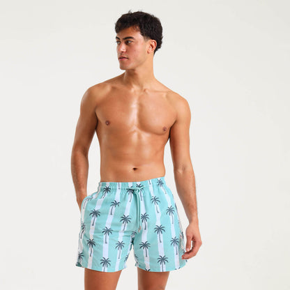 Swim Shorts - Palms | Pastel Turq