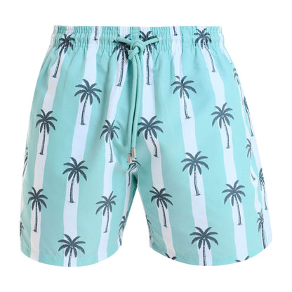 Swim Shorts - Palms | Pastel Turq