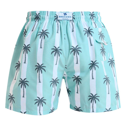 Swim Shorts - Palms | Pastel Turq