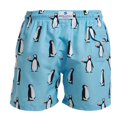 Swim Shorts - Penguins | Baby Blue