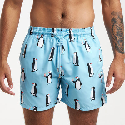 Swim Shorts - Penguins | Baby Blue