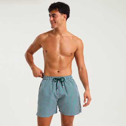 Swim Shorts - Pin Stripes | Emerald