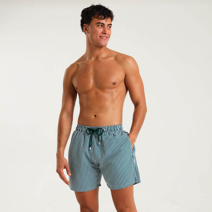 Swim Shorts - Pin Stripes | Emerald