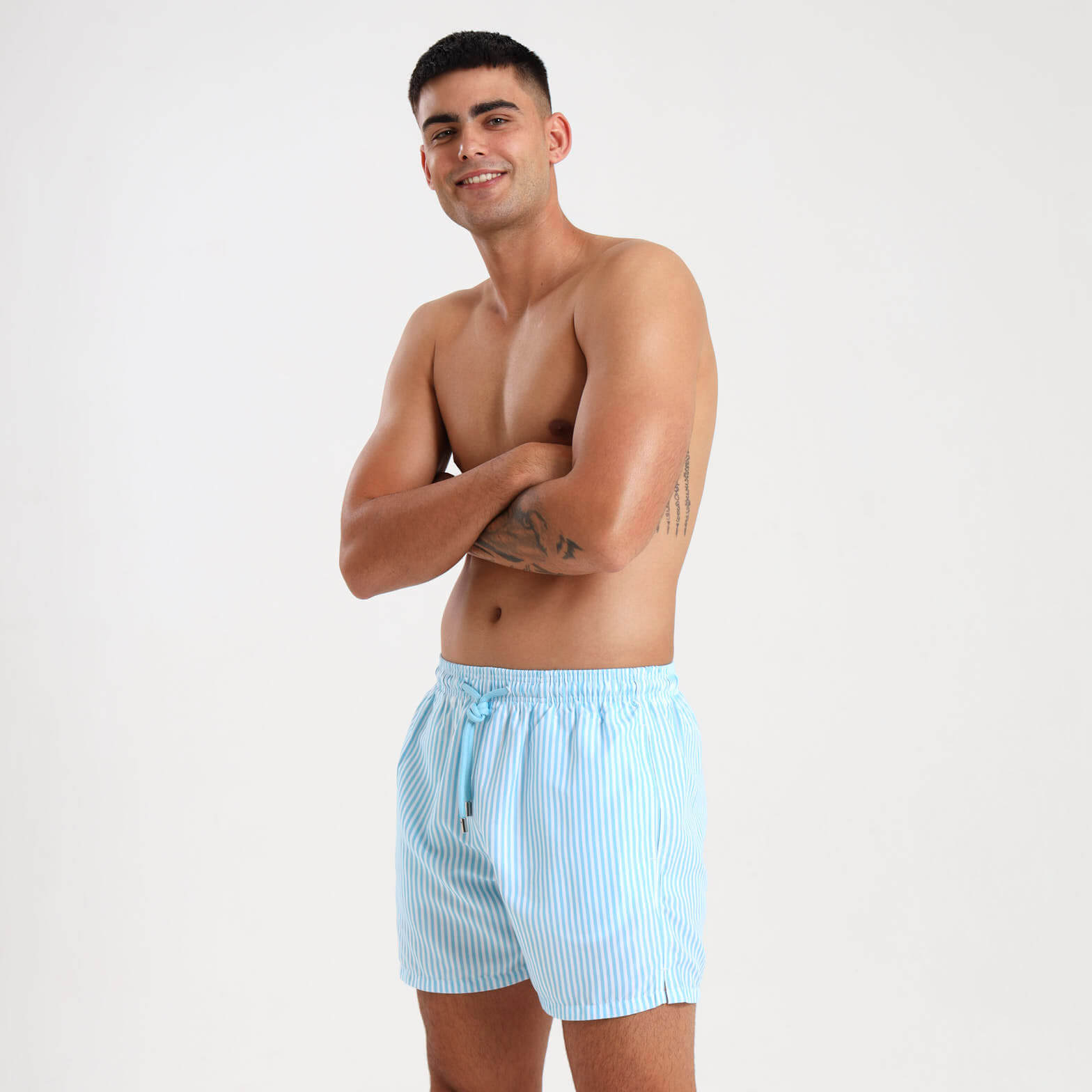 Swim Shorts - Pin Stripes | Baby Blue