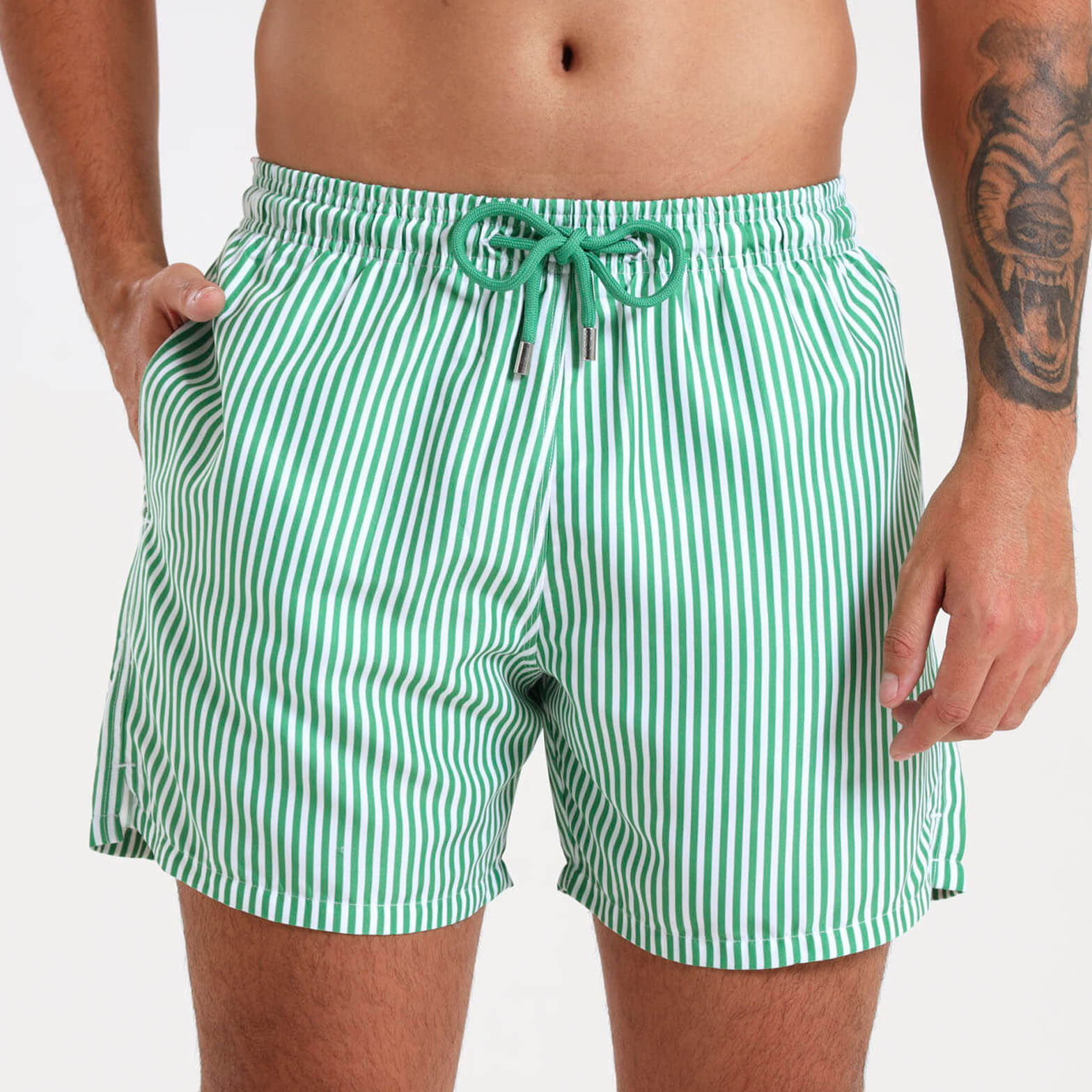 Swim Shorts - Pin Stripes | Green