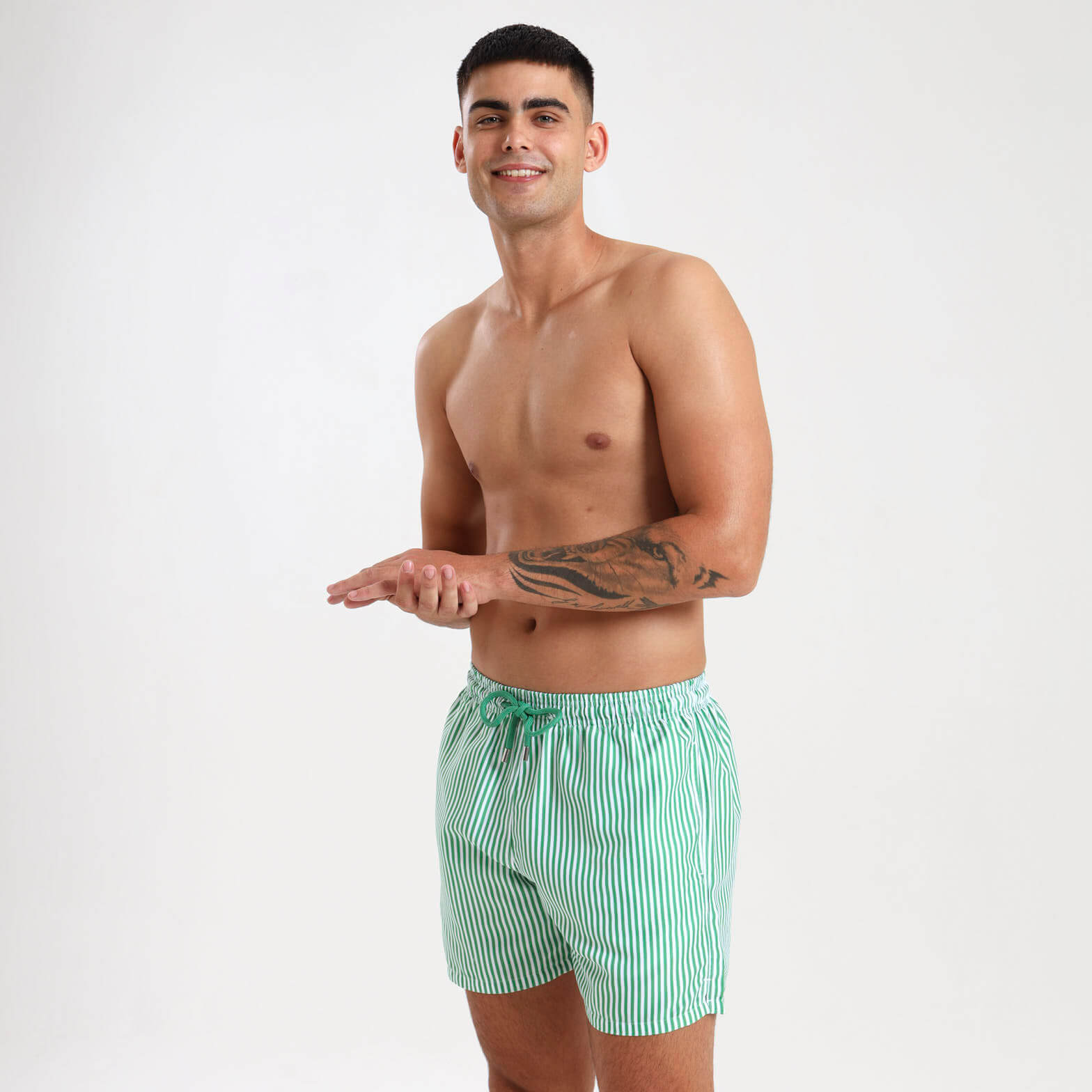 Swim Shorts - Pin Stripes | Green