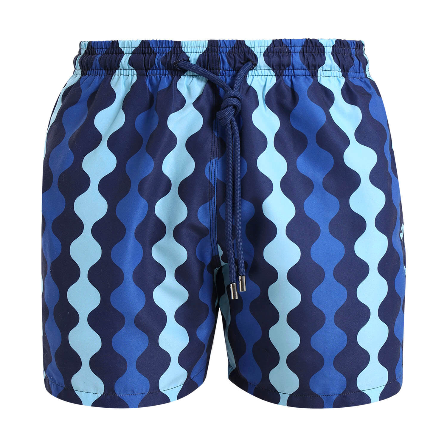 Navy and blue textured swim shorts for men