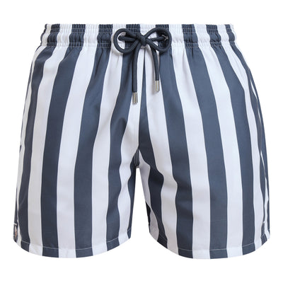 Swim Shorts - Stripes | Steel & White