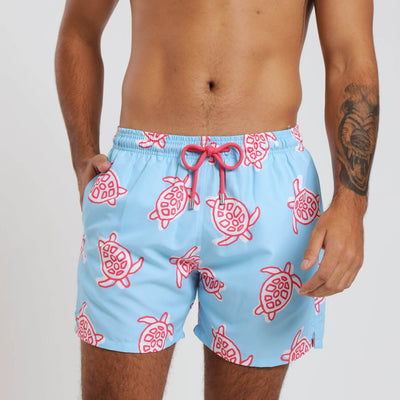 Swim Shorts - Turtles | Baby Blue