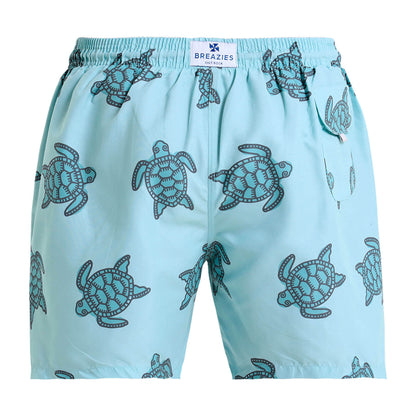 Swim Shorts - Turtles | Pastel Turq