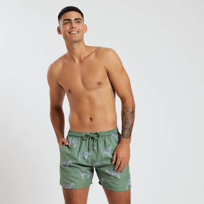 Swim Shorts - Zebras | Army Green