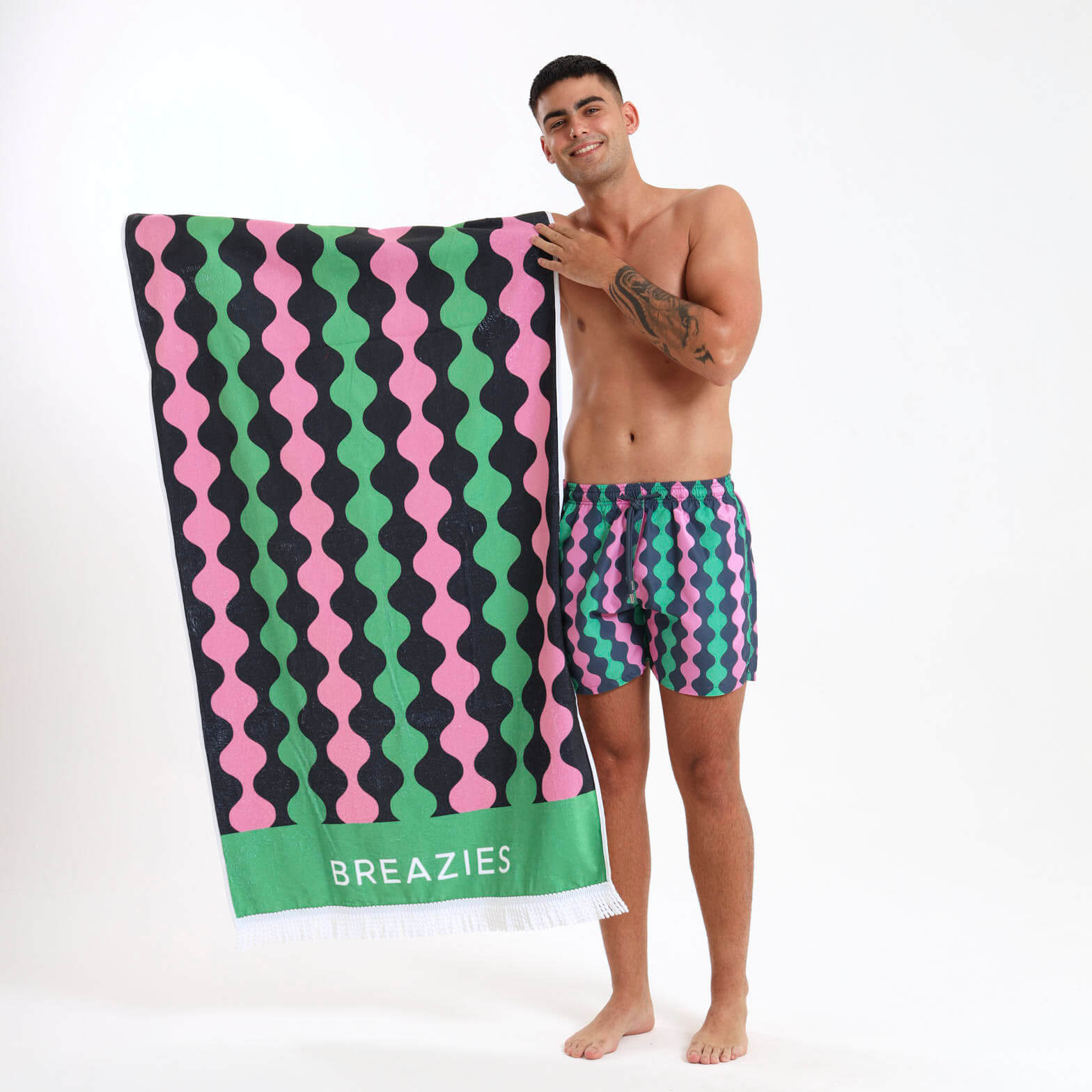 Luxury Beach Towel - Ribbons | Green