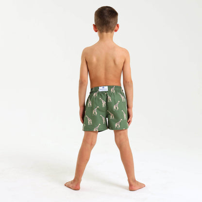 Boys Swim Shorts - Giraffe | Army Green