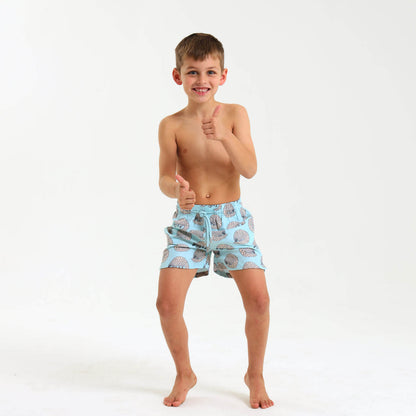 Boys Swim Shorts - Pangolin | Pastel Turq