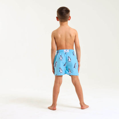 Boys Swim Shorts - Penguin | Baby Blue