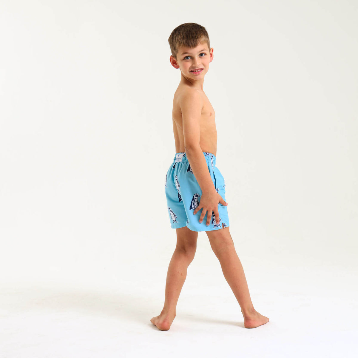 Boys Swim Shorts - Penguin | Baby Blue