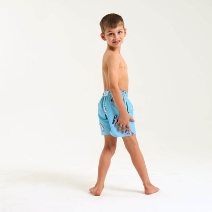 Boys Swim Shorts - Penguin | Baby Blue