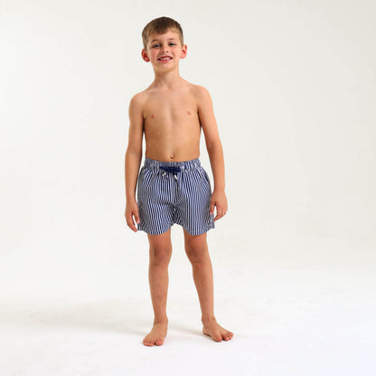 Boys Swim Shorts - Pin Stripes | Navy