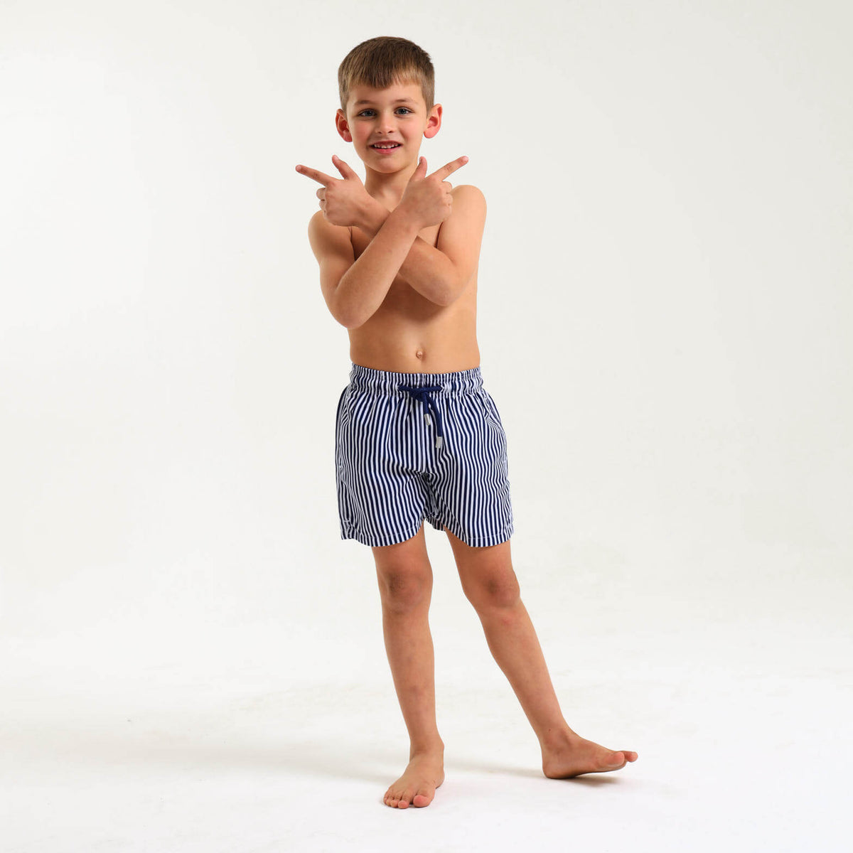 Boys Swim Shorts - Pin Stripes | Navy