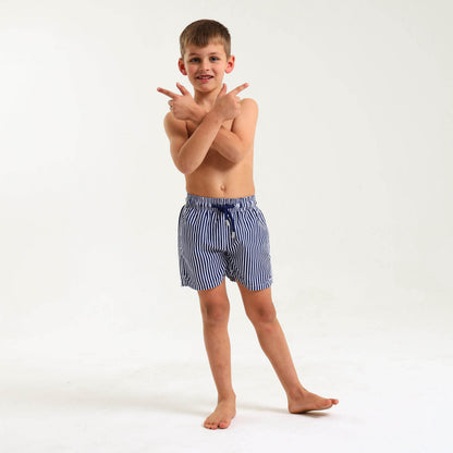 Boys Swim Shorts - Pin Stripes | Navy